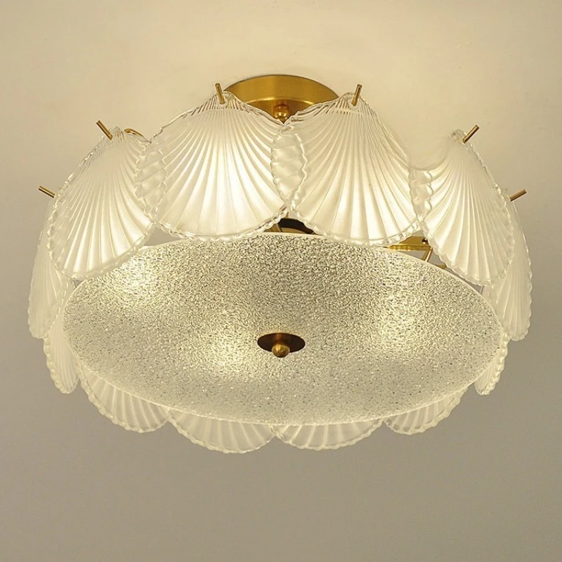 Glass ceiling lamp simple modern living room lamp dining room bedroom shell lamp