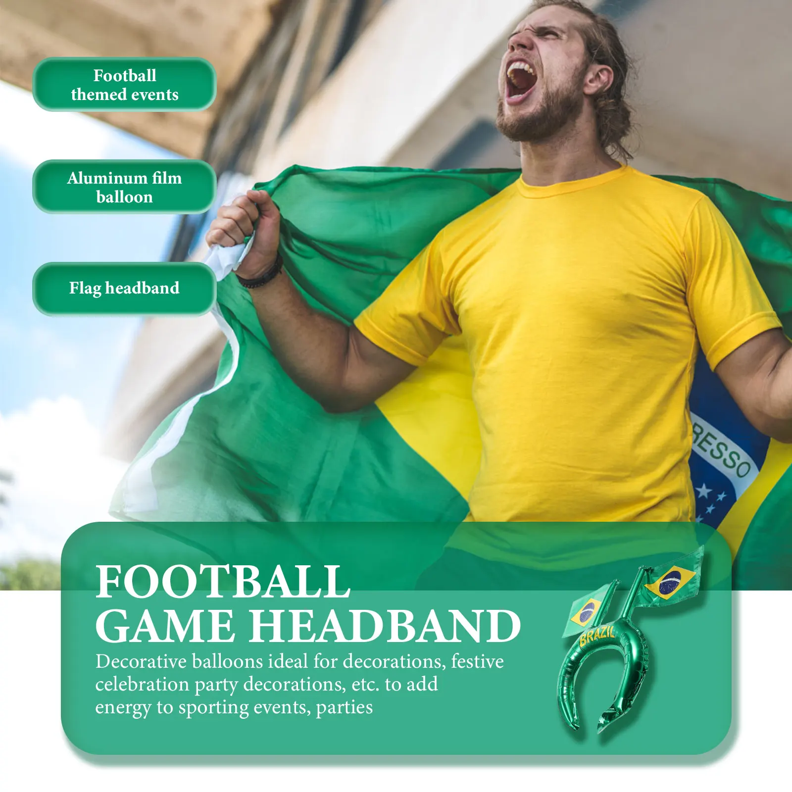 

Football Party Headdress Sports Competition Headband for Headbands Decorations Soccer Birthday Aluminum Film Balloon