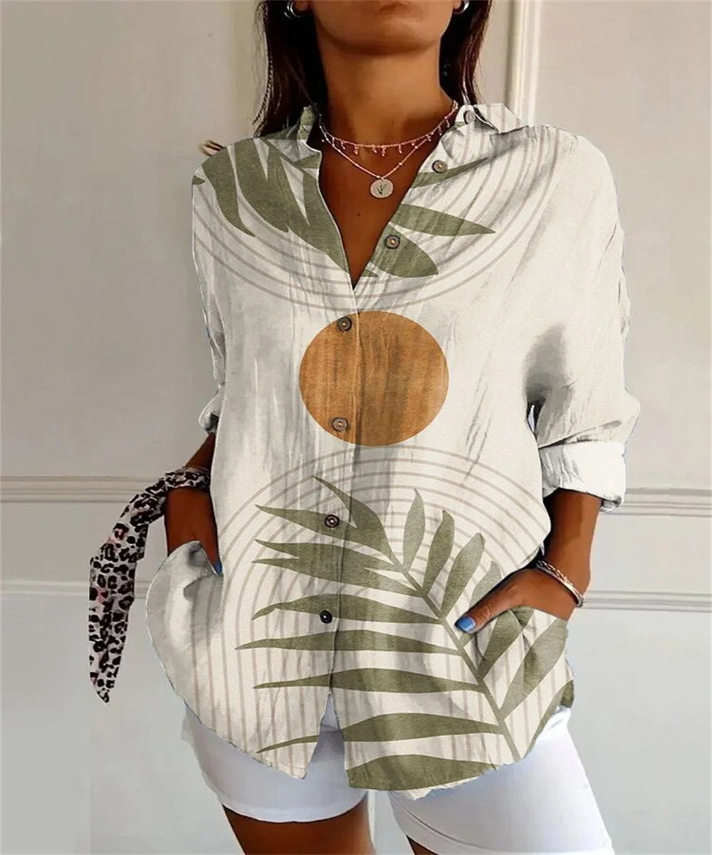 Fashion women's shirt 3D printed character graphics three-quarter sleeve cardigan women's mid-length shirt drop shoulder sleeve