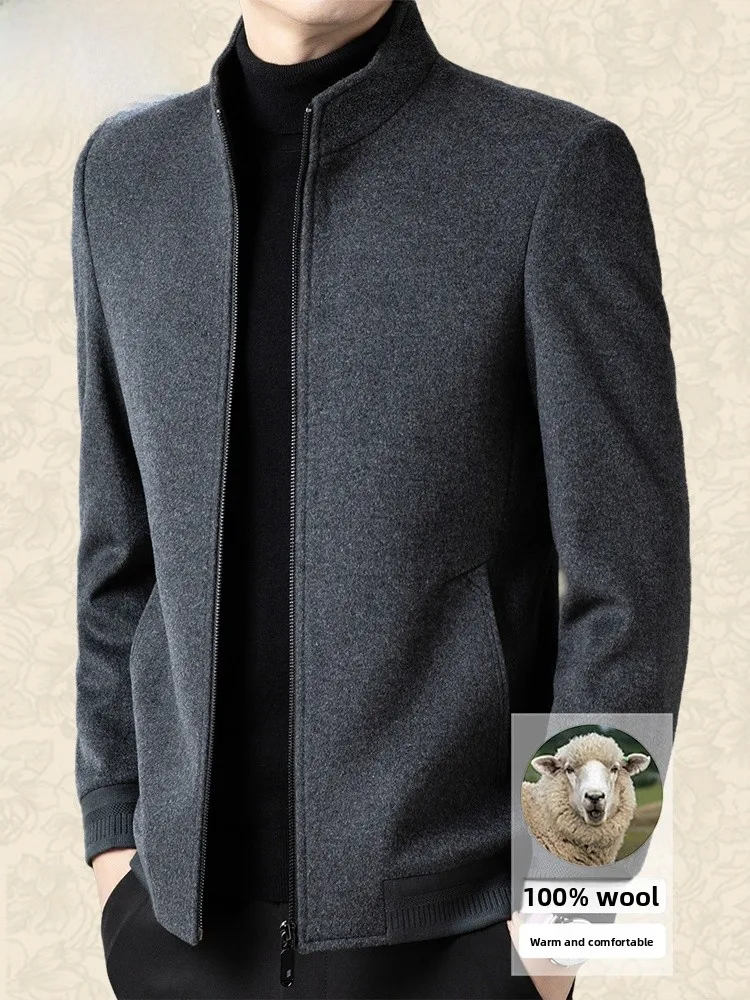 

Pierre Cardin 00% Pure Woolen Jaet Men's Casual Warmth Autumn Winter Dad Busin Outdoor Faion Stand Fit Coat