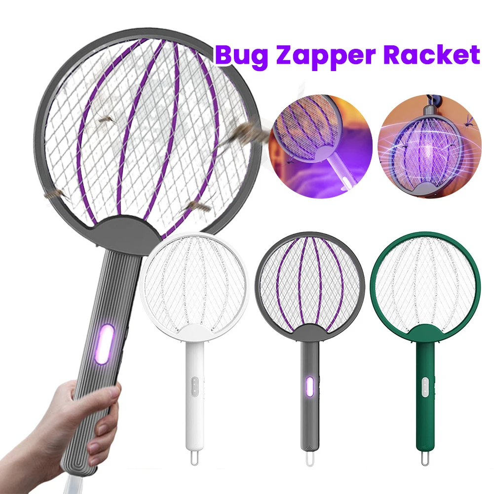 

Складная электрическая мухобойка с функцией зарядки, безопасное устройство для уничтожения мух и ловушка для комаров с лампой для использования в помещении и на улице