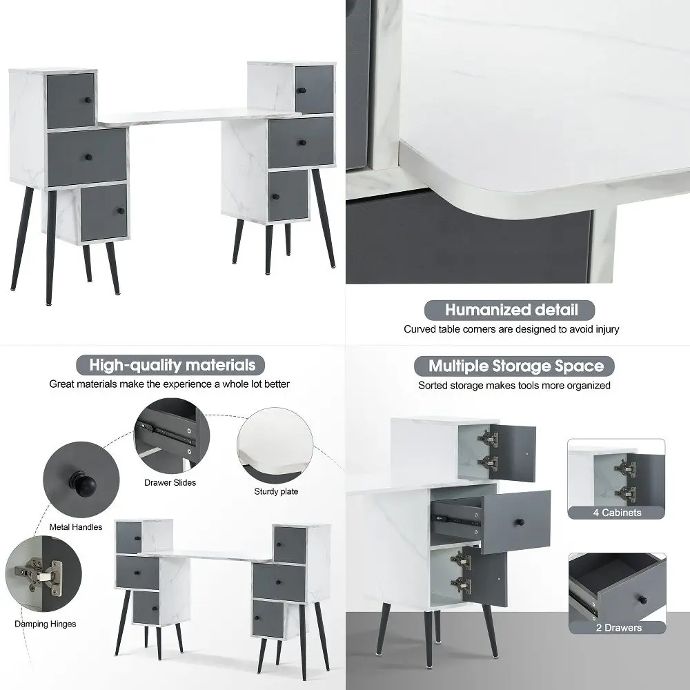 

59 Makeup Vanity Desk, White Vanity Dresser Combo, Modern Dressing Table with 3 Drawer amp 1 Door, Vanity for Bedroom, L Sharpe