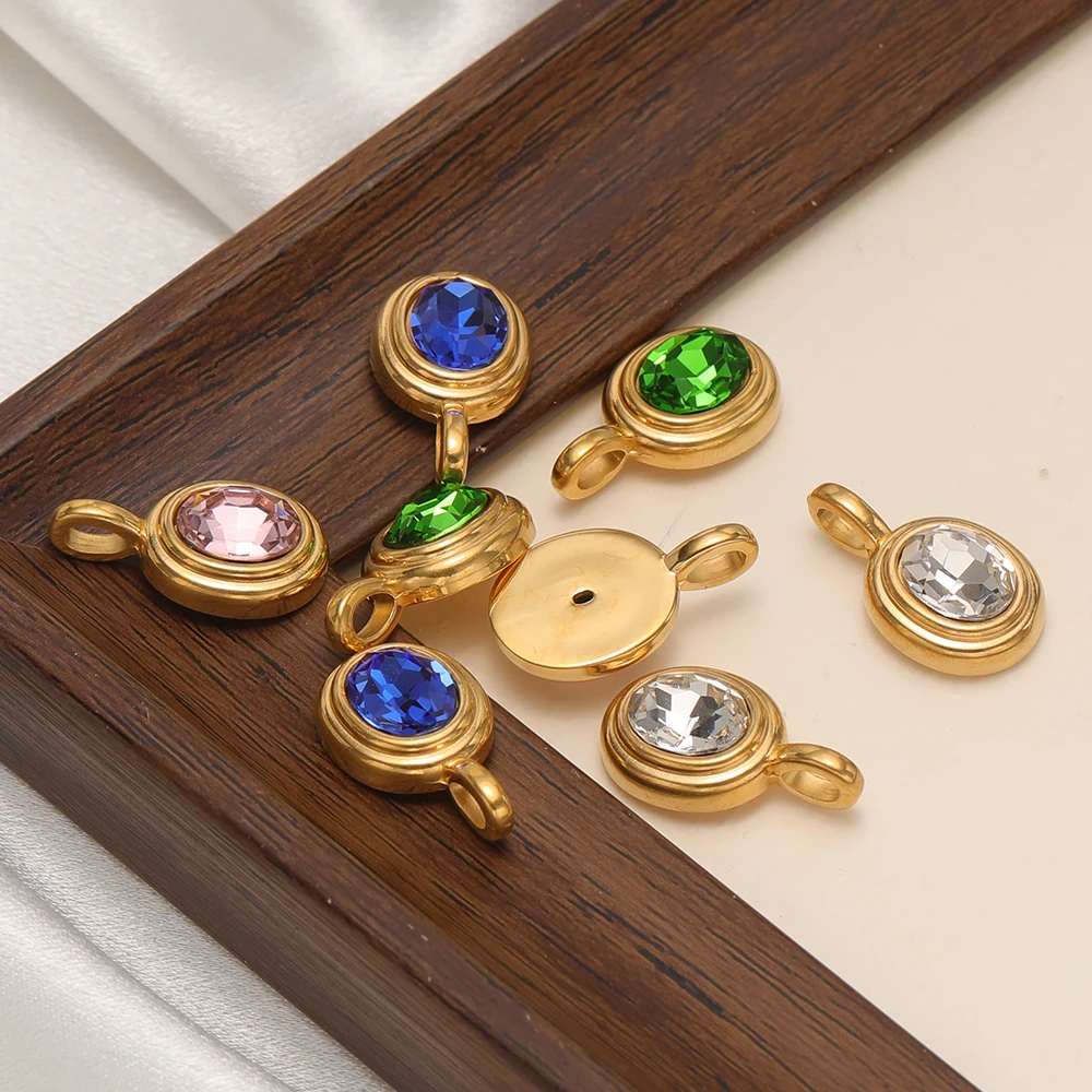 4 Stück Edelstahl-Ovalanhänger mit großem Loch und Zirkonia für DIY-Schmuckzubehör, Halskettenanhänger, Armbandzubehör, Ohrringherstellung – Detail 5