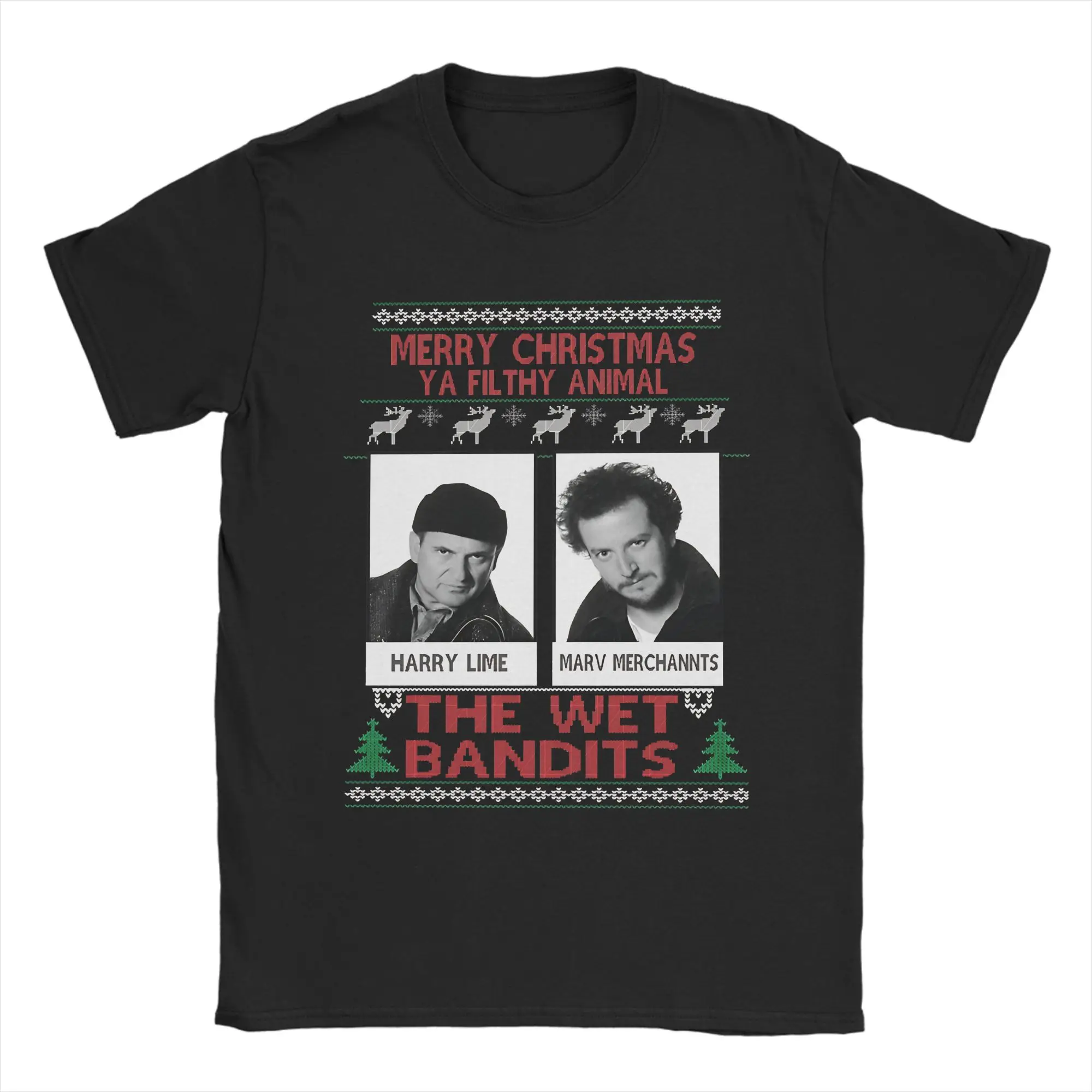 the wet bandits Home Alone Men's T Shirt Merry Christmas Vintage Tees Short Sleeve Round Neck T-Shirts Pure Cotton 4XL 5XL Tops