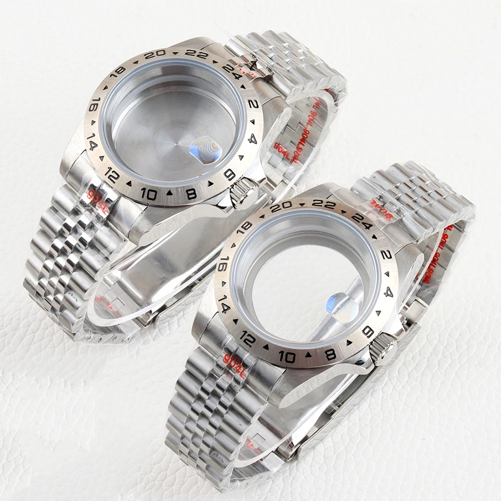 

Silver 39mm Watch Case 20mm Jubilee Strap Sapphire Glass Stainless Steel for Explorer NH34 NH35 NH36 NH38 Movement 28.5mm Dial