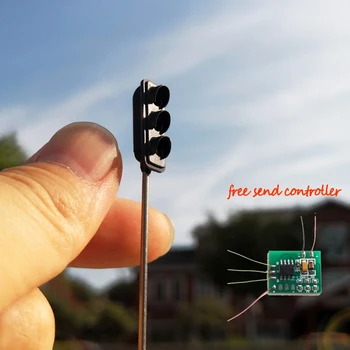 2 יחידות מנורות תנועה בקנה מידה HO / מנורות תנועה מעל הקורה עם בקר / רכבת / פריסת רכבת