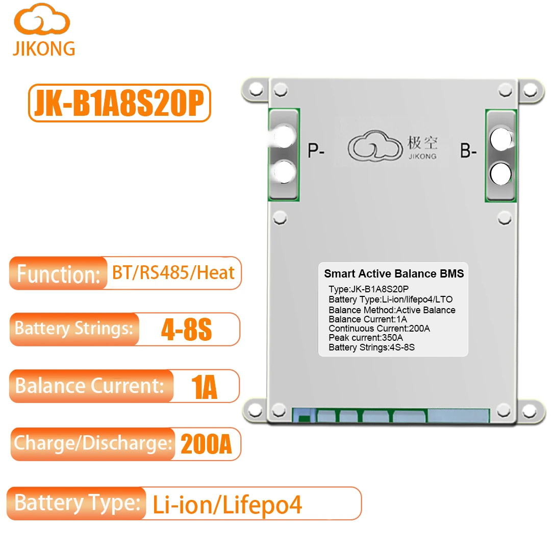 JK BMS 4S, 8S, 16S, 17S, 20S, 24S, 100A, 150A, 200A, 300A  for Lithium Ion Battery BMS with Balance and BT