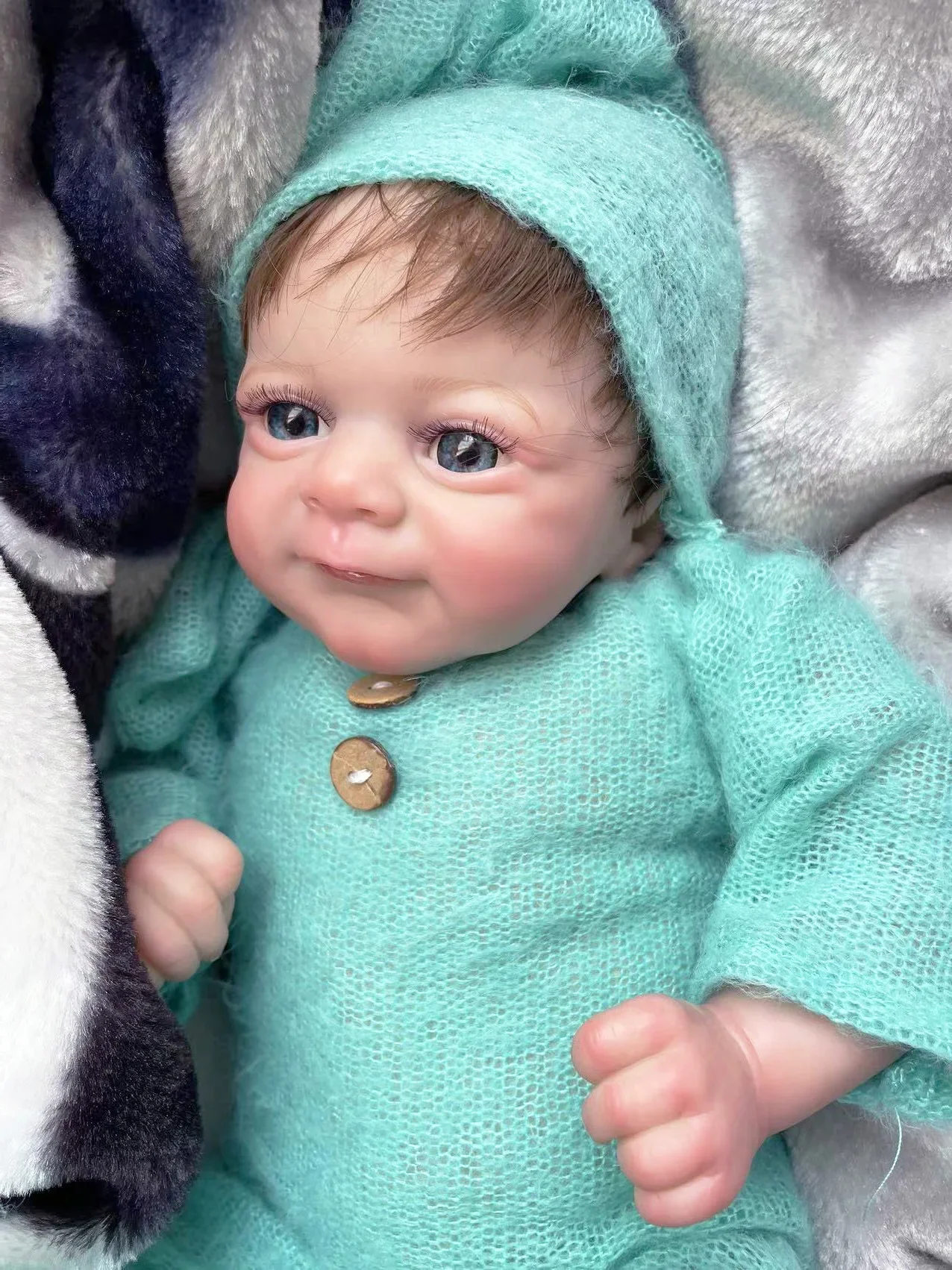18inch Flynn Elf Newborn Baby Reborn Doll Lifelike Soft Touch Cuddly Baby Multiple Layers Painting 3D Skin