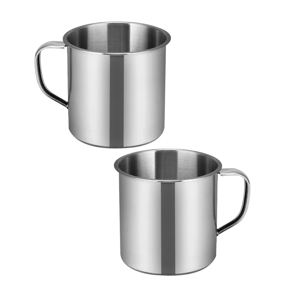 2 Pcs Stainless Steel Water Cup Know Mug Kindergarten Cups Small Coffee Student