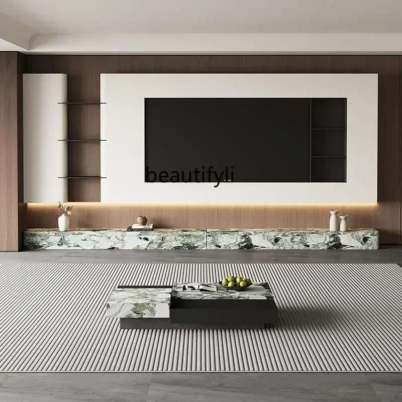 Q181 BPremium cold jadeite rock panel TV cabinet living room home solid wood floor platform custom floor cabinet