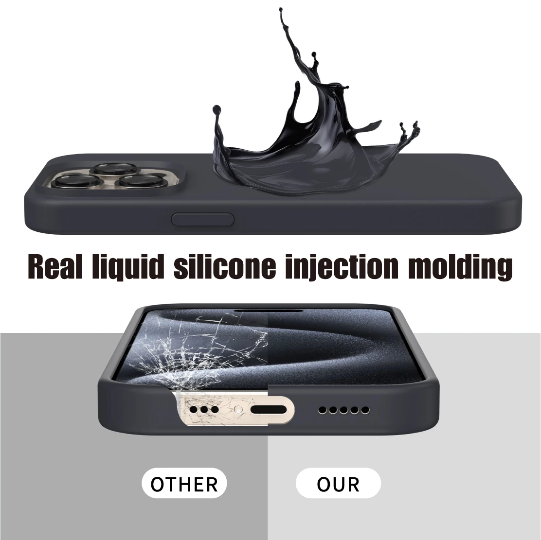 PULOKA Genuine Liquid Silicone Phone Case With Ultra-fine Fiber Lining, Compatible With iPhone 15/15Pro/15Plus/15Promax