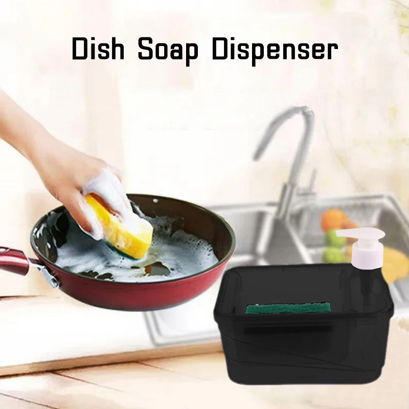 

Дозатор жидкого мыла 2-в-1 с щеткой для мытья посуды Дозатор мыла для рук Автоматический дозатор мыла и держатель для скруббера с губкой