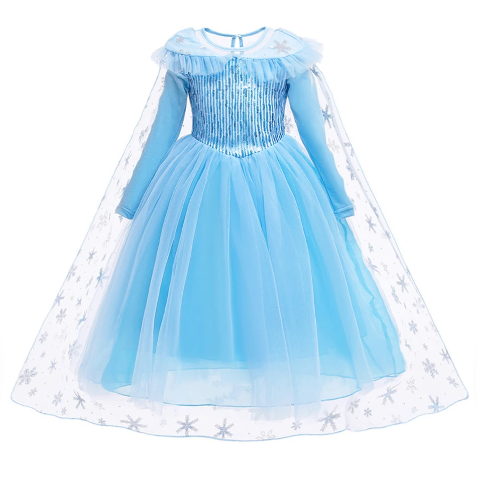 Disney Toddler Sequined Elsa Party Dress for Girl Festival Carnival Apparel Girl Frozen Cosplay Costume Snow Queen Mesh Vestido