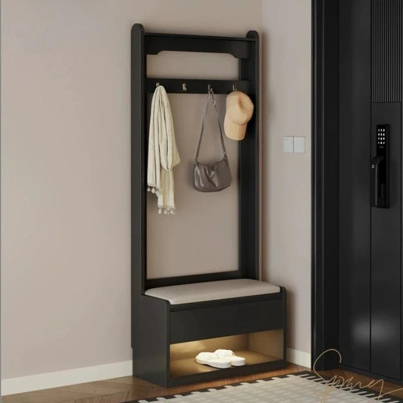 Minimalist floor-to-ceiling household Hanging hanger shoe rack Modern coat racks shoe changing stool foyer seated shoe cabinet