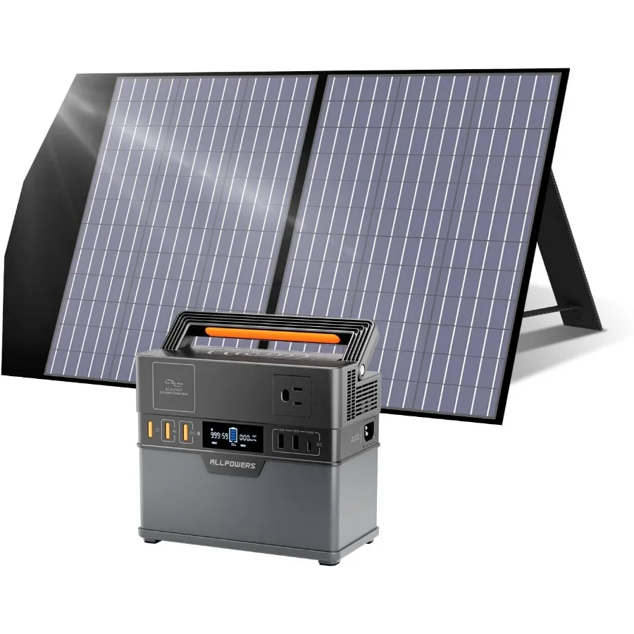 

300W Portable Power Station with SP027 100W Foldable Solar Panel 288Wh/78000mAh Solar Generator Peak 600W Solar Powered Battery