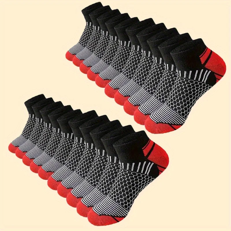 6 Pairs Men'S Short Sports Socks - Moisture-Wicking Breathable All-Season Athletic Low Tub Fashion Comfortable High-Quality
