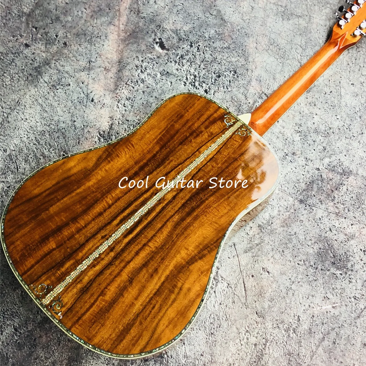 Factory Custom,All KOA Wood 12 Strings Acoustic Guitar,Ebony Fingerboard,Big Vase Inlay,Abalone BindWood Pickguard