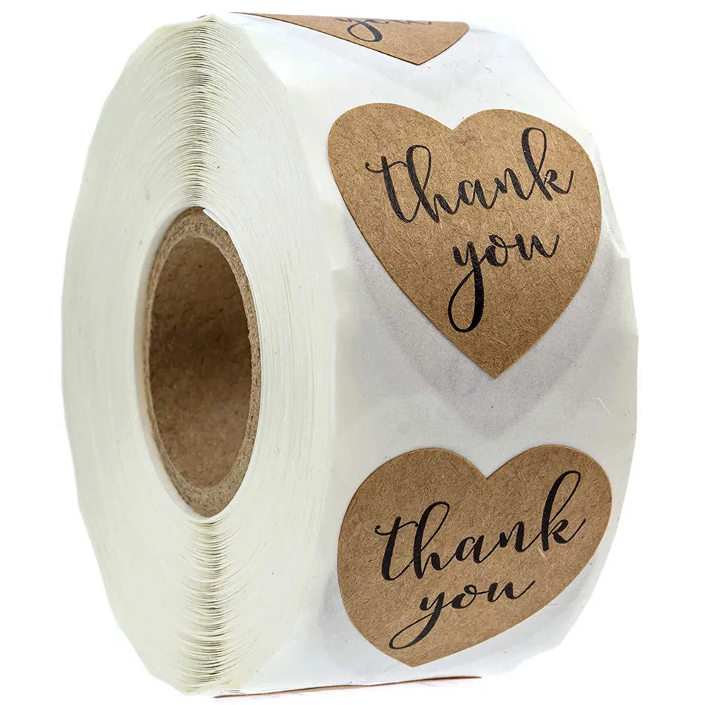

1 Roll Kraft Paper Heart Stickers Easy Tear Off Adhesive Labels for Gift Bags Wedding Favors Valentine's Day Crafts