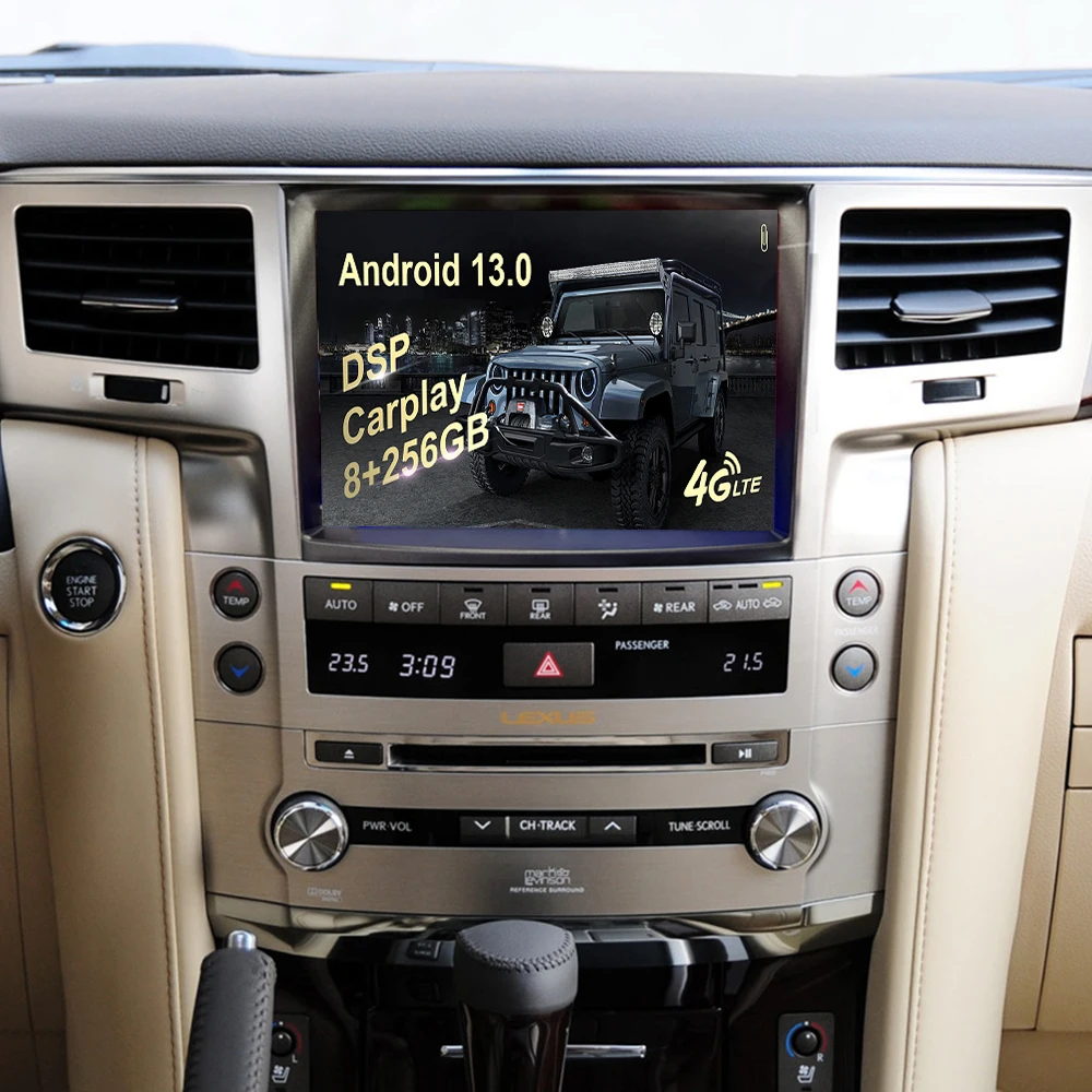 10.4 inch For Lexus LX570 2007 to 2015 Car Android 13.0  touch carplay GPS  wireless multimedia player navigation auto head unit