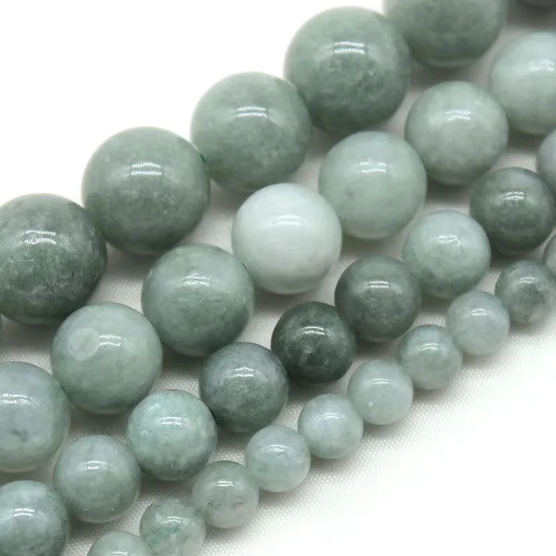 Natural Dark Green Burmese Jades Stone Beads Loose Spacer Beads 6 8 10 12mm For Jewelry Making DIY Bracelet Necklace Accessory