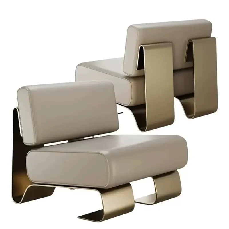 Stainless Steel Outdoor Sofa Single Recliner Aluminum Alloy Coffee Table Waterproof Leather for Courtyard Hotel Villa Yacht