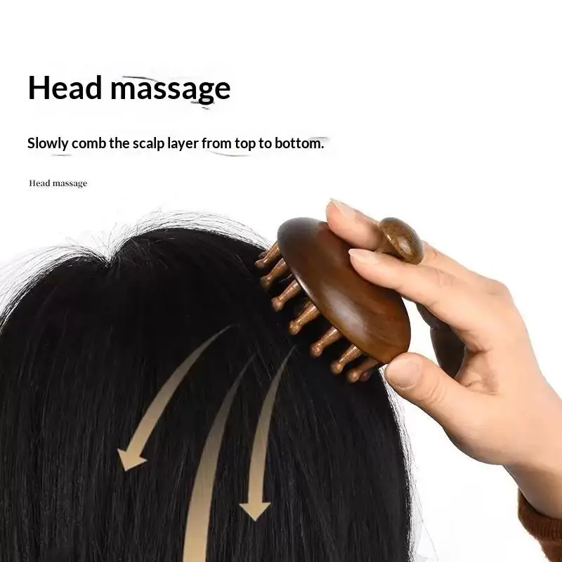 Wood Therapy Massage Comb 1Pcs Natural Sandalwood Head Scalp Massager for Home Daily Head Relaxation Hair Grooming
