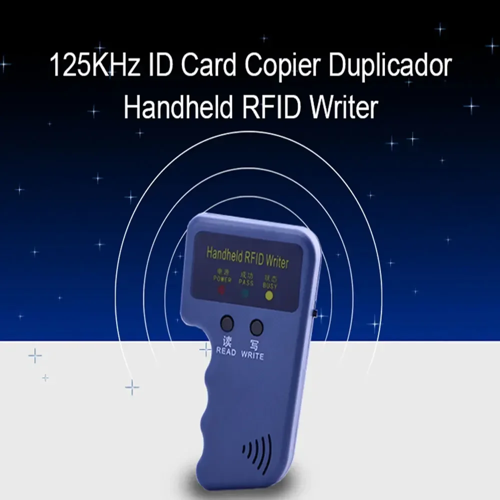 Repetitive Handheld 125KHz EM4100 5200 RFID ID Card Writer Copier Duplicator Programmer + 2pcs T5577 Rewritable Keyfobs Tags