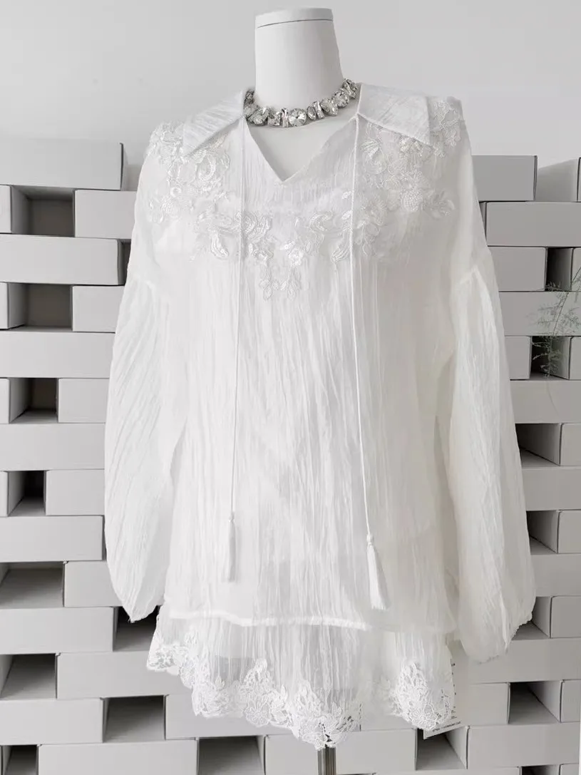 

Faionable Women's Two-Piece Set Loose V-Ne Embroidered irt And Skirt Spring Summer Outfit Casual Comfortable Sle