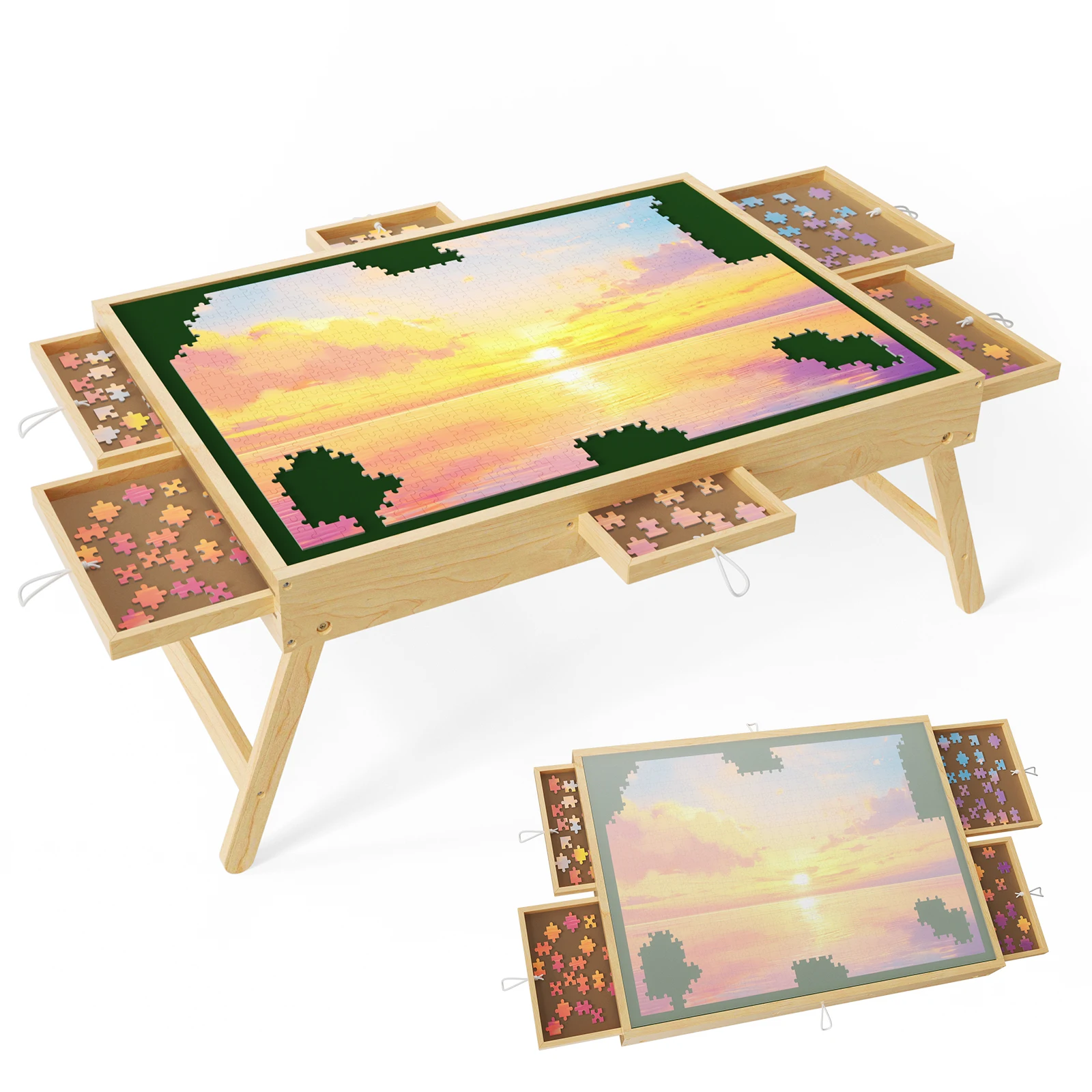 Table de puzzle en bois de 1000 pièces, réglable sur 3 angles d'inclinaison, table de puzzle avec 6 tiroirs de tri, poste de travail portable