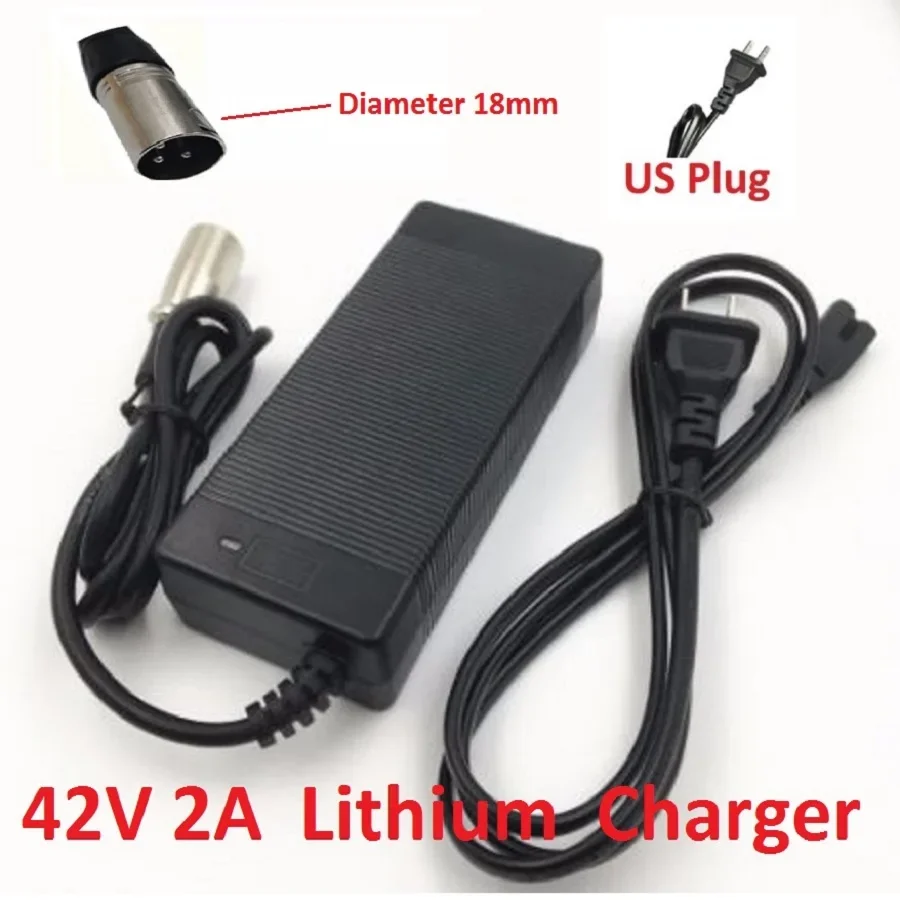 36V XLR Plug Charger 42V 2A  lithium battery charger for 36V lithium battery with 3-Pin Cannon Plug XLR Socket/connector