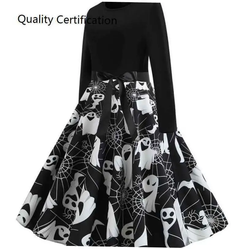 طباعة الهالوين خياطة طويلة Sve Big Dr Ciwalk Sle العلامة التجارية الأخرى الشتاء Faion المرأة الدكتور المحملة الربع Sve