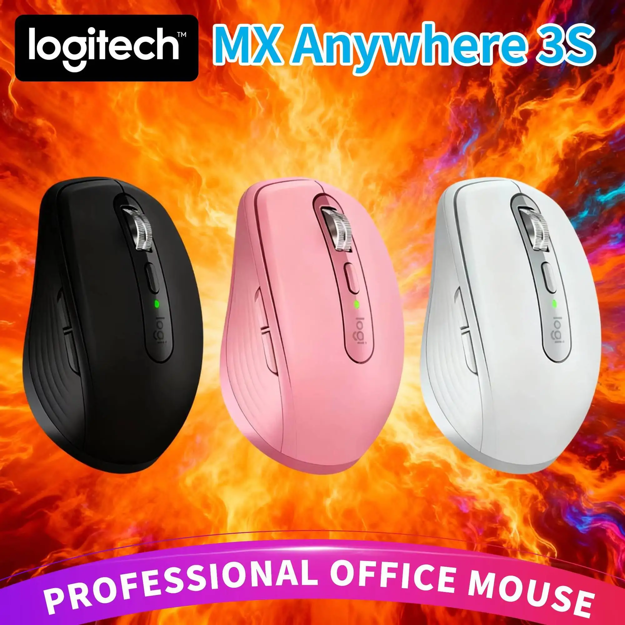

Office MX Anywhere 3S - 8000 DPI Tracking, 3-Device Bluetooth, Fast Charge, Perfect for Stream Desk Work & Home Routine