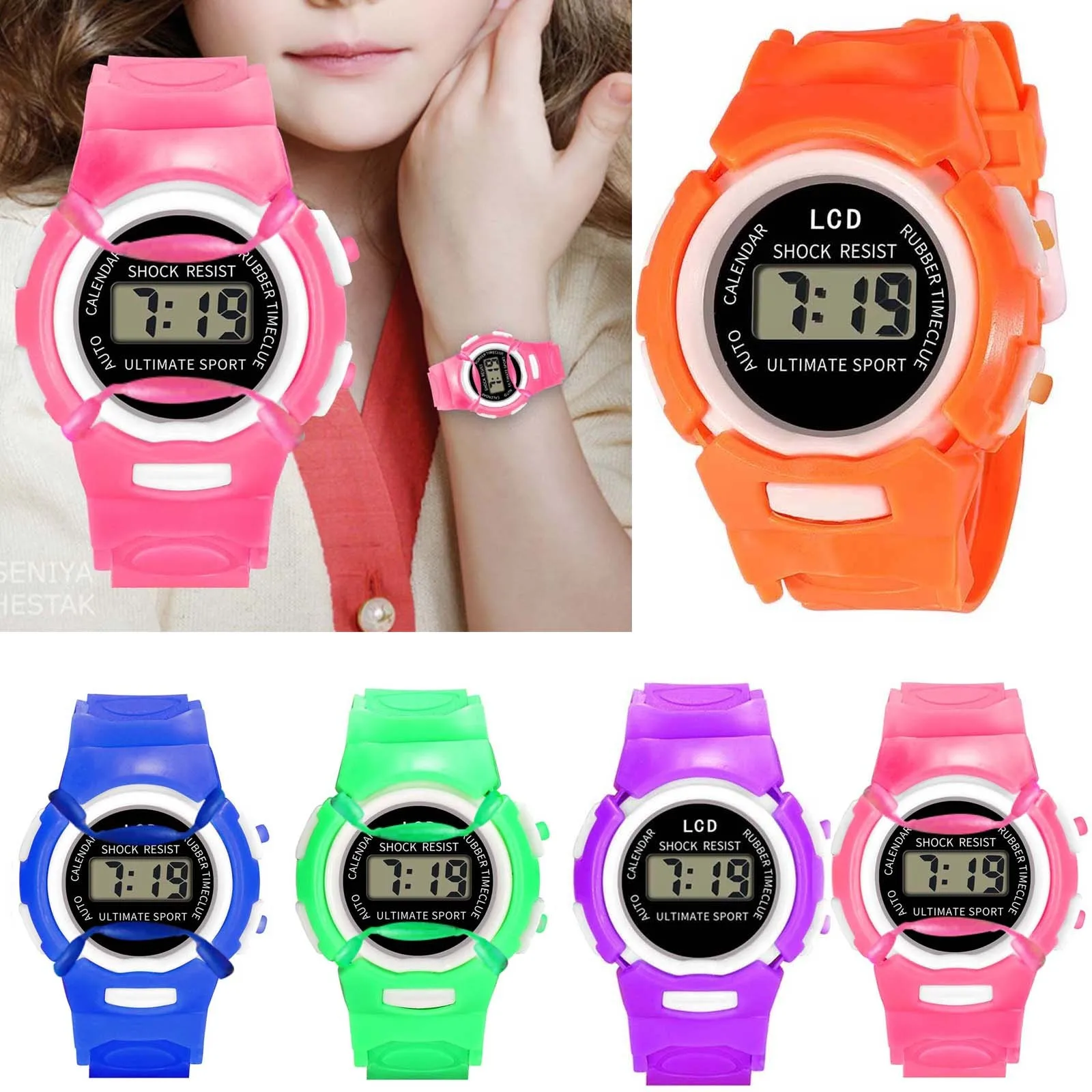 Orologio digitale per bambini Orologi sportivi multifunzione per ragazzi e ragazze Orologio sportivo digitale per bambini a LED Orologi per studenti Regalo Relogio