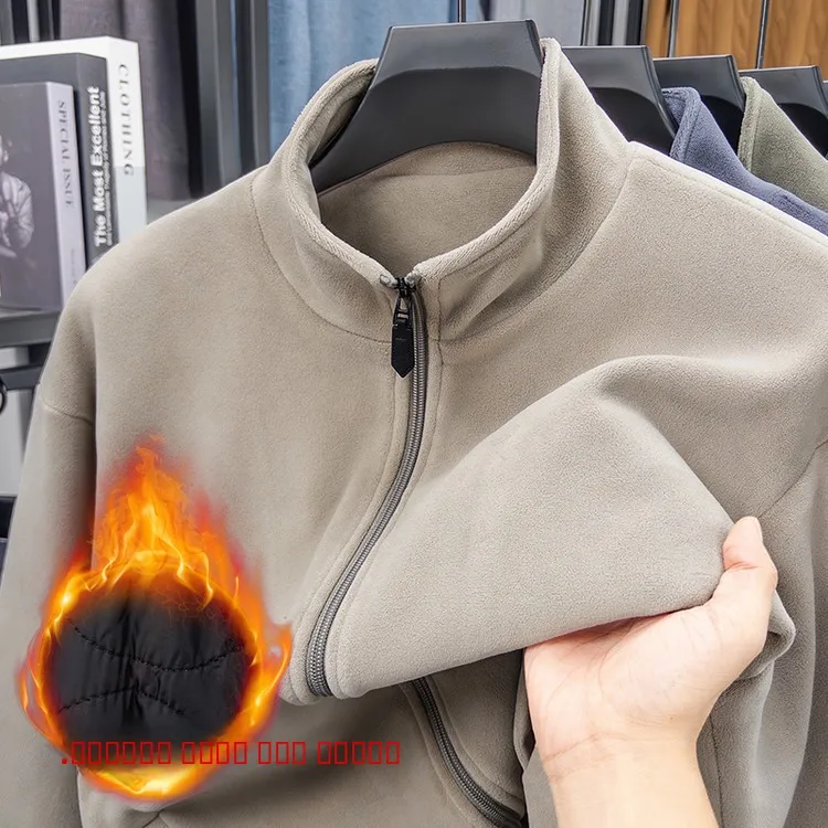 

Men's Thiened Fce Jaet Zipper Hoodie Autumn Winter New Sle Warm Resistant to Dirt And Wear Outerwear Polyester Fiber