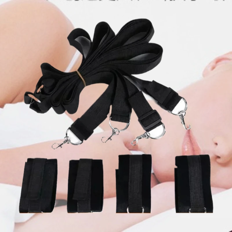 Muñecas y tobillos, Juguetes sexuales para mujeres, parejas, esposas, juego de Bondage SM, cuerda de sujeción para correa de cama, juego para adultos 18+