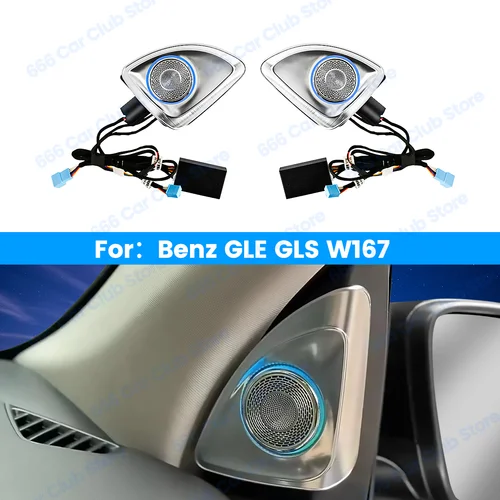 메르세데스 벤츠 2020 + W167 GLE GLS 450 LED 발광 자동차 스피커 경적, 개조된 앰비언트 라이트, 64 색 4D 회전 트위터