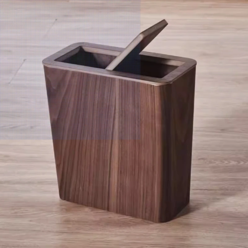 Living Room Wooden Trash Bin Large With Lid Garbage Can Simple Home Rubbish Bin Versatile And Practical Garbage Container