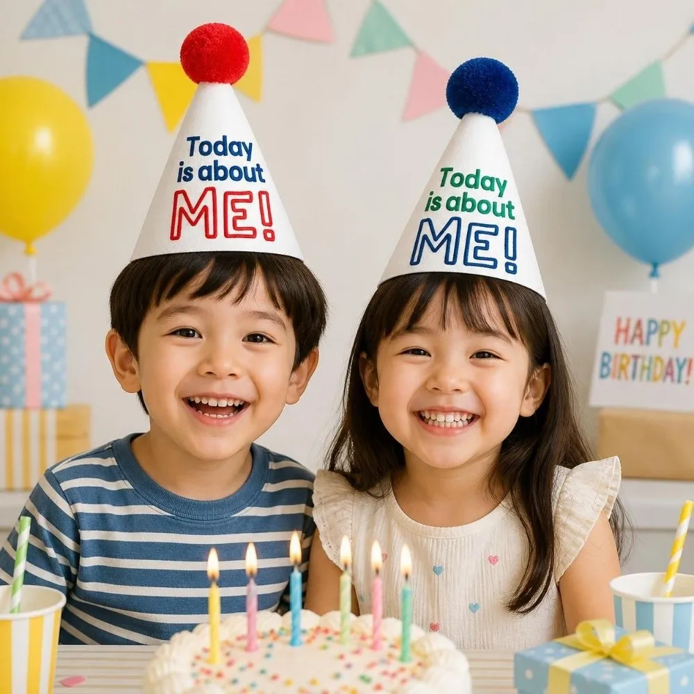 Funny Hand-Drawn Birthday Hat Non-Woven Fabric Sweet Graffiti Birthday Hat Princess Birthday Hat Birthday Party