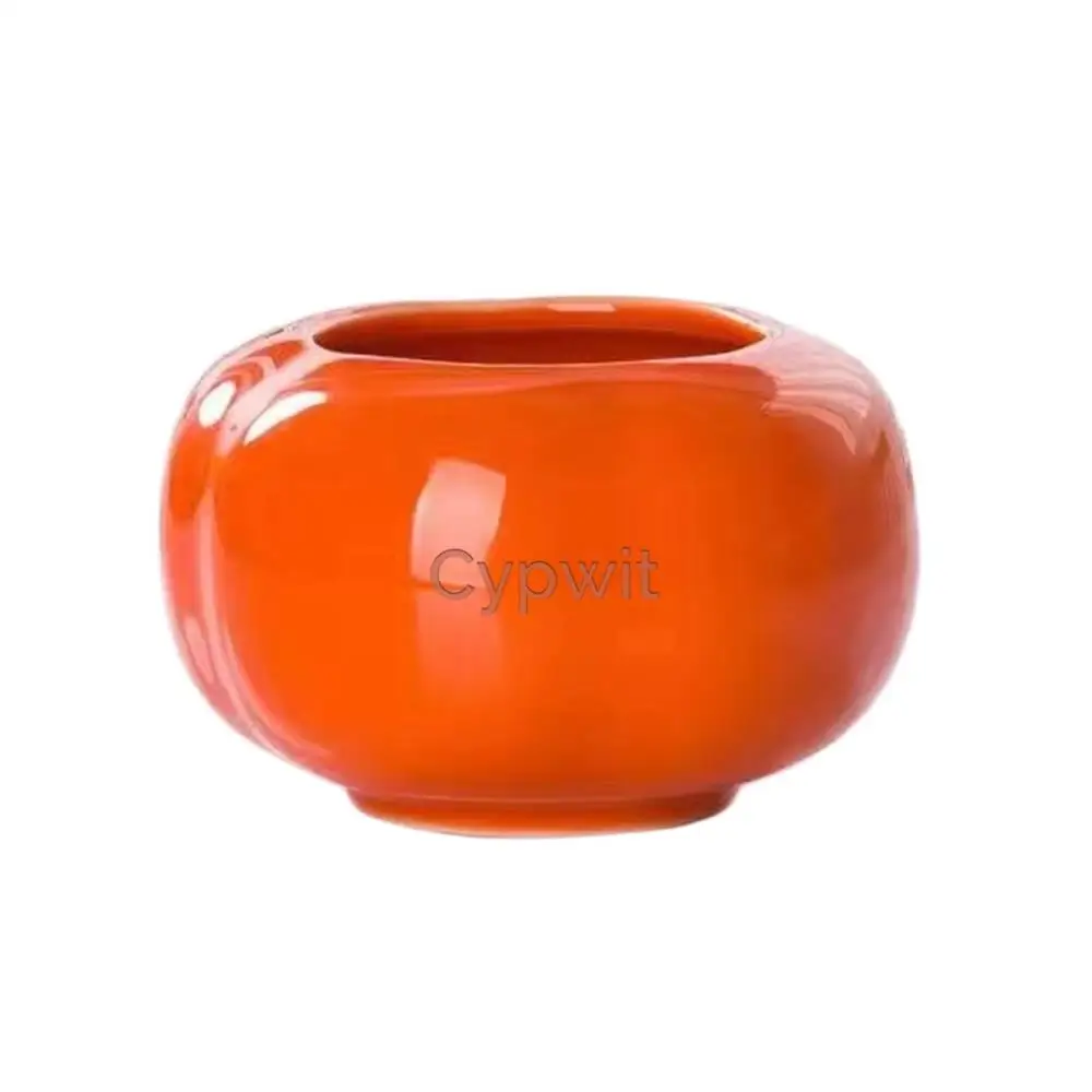 Cypwit Ashtrays, Portable Creative Ceramic Ashtray，Persimmon Shaped Ash Tray with Removable Lid, Small Fashion Home Ashtrays