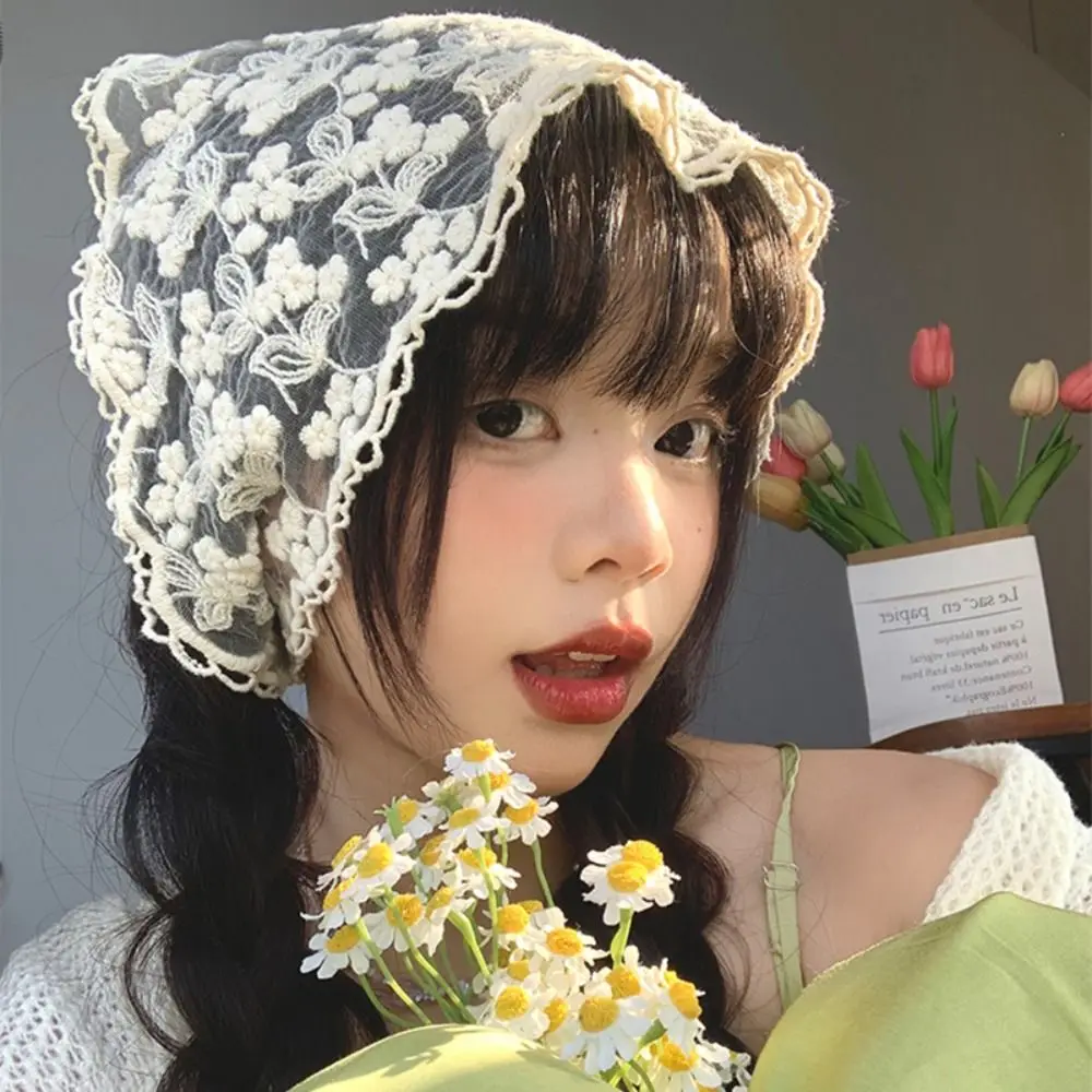 

Vintage Countryside Style Triangle Bandana Wraps Hair Band Lace Hair Scarf Turban Bohemia Triangle Scarf Girls
