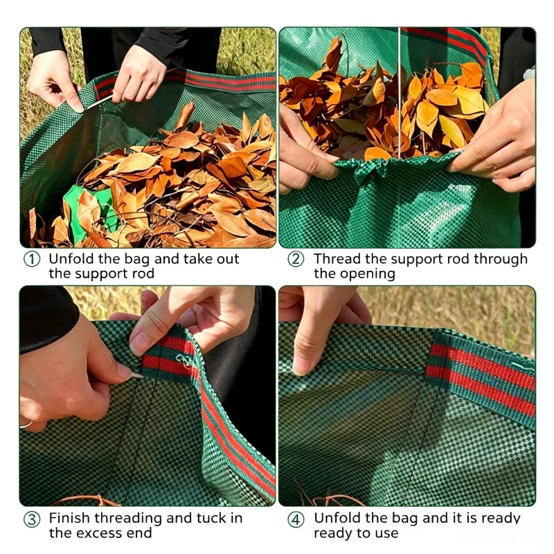 Large‑capacity Foldable Garden Leaf Bag Semi‑circular Opening Yard Waste Storage Sack for Outdoor Gardening