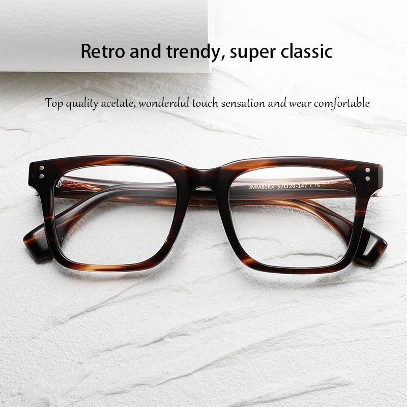 Fashion Design Handmade 80RX Square Acetate Glasses Frame Top Quality Colorful Men Women Prescription Myopia Optical Eyewear