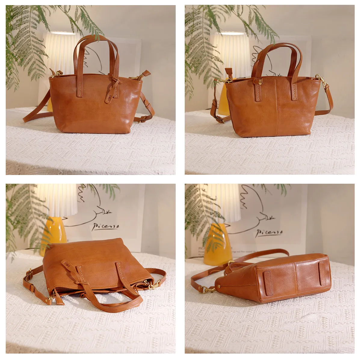 PNDME schlichte, modische Damen-Handtasche aus echtem Leder, Wochenend-Einkaufstasche, handgefertigt, aus Rindsleder der ersten Schicht, große Kapazität. – Detail 15