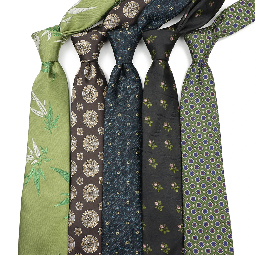 Men's 8CM Elegent Flower Leaves Striped Pattern Polyester Jacquard Weave Necktie Groom Gentleman Ties Party Wedding Accessories