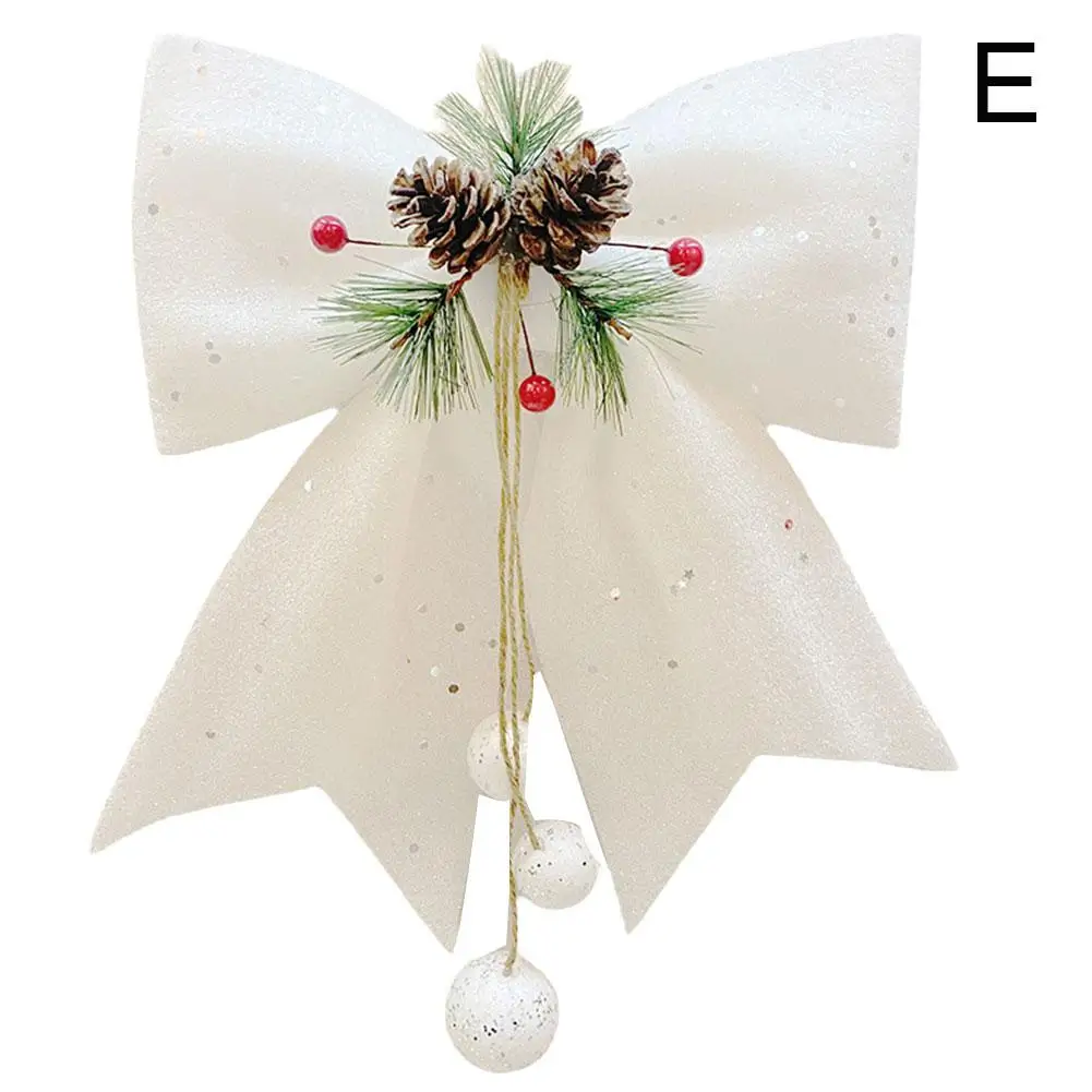 Pérola de algodão ouro em pó arco diy decoração para árvore de natal pingente sino ornamentos grandes para árvore de natal o2g3
