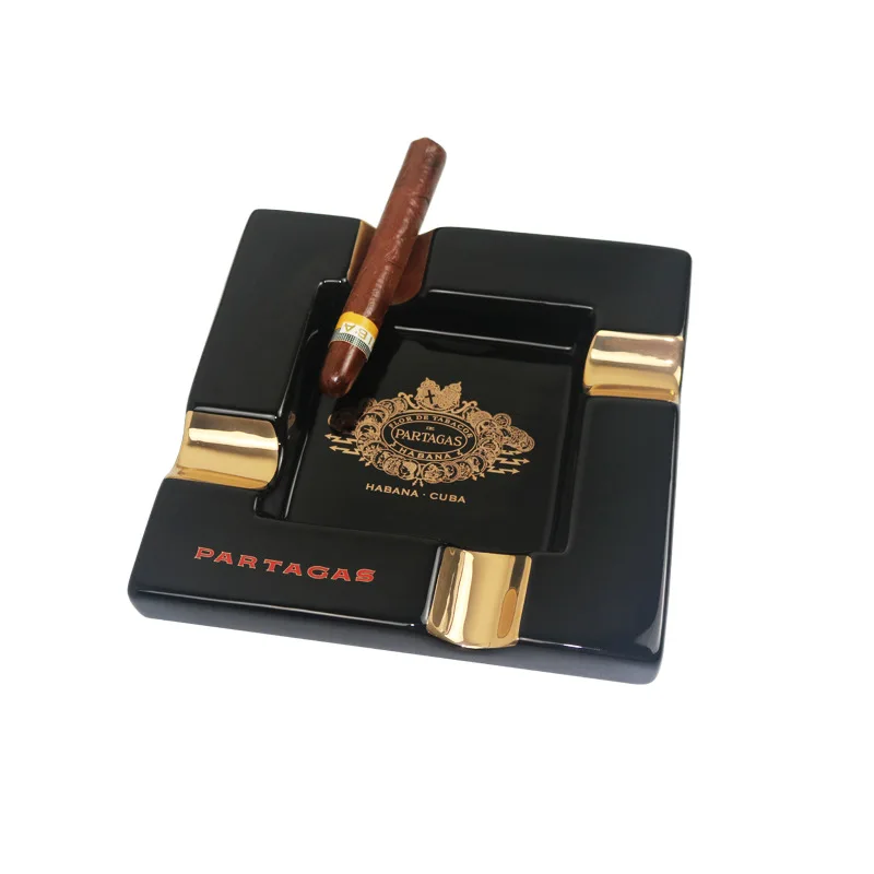 Ceramic Cigar Ashtray, European-Style, Four-Slot Square Ashtrays, Household, Living Room, Cigarette, Tobacco Partaoag