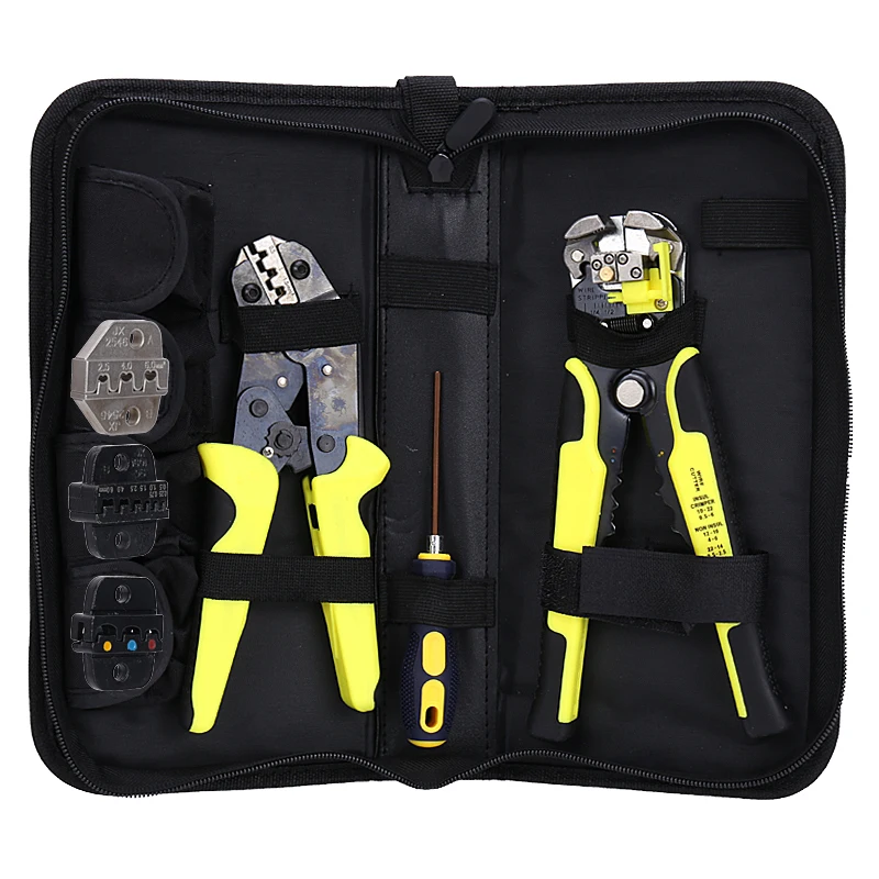 Ratchet Crimping Pliers Wire Crimper Cable Cutter Ratcheting Terminal  Pliers Electrical Clamp End Wire Stripper Hand Tools Kit