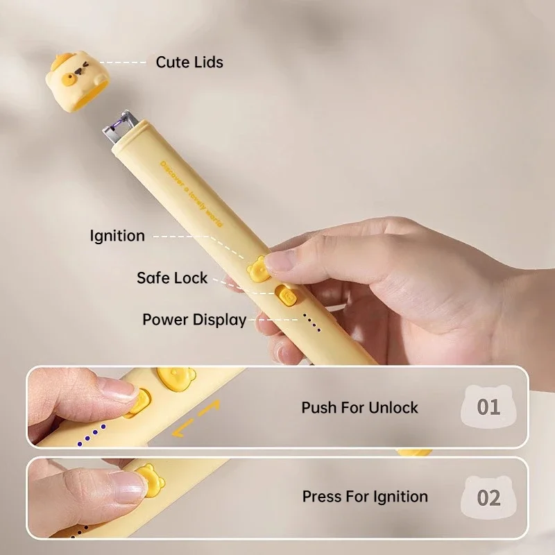 

New Cute Arc Lighter with Lid Safe USB Charging Aromatherapy Candle Lighter Extended Windproof Lighter Smoking Accessories Tool