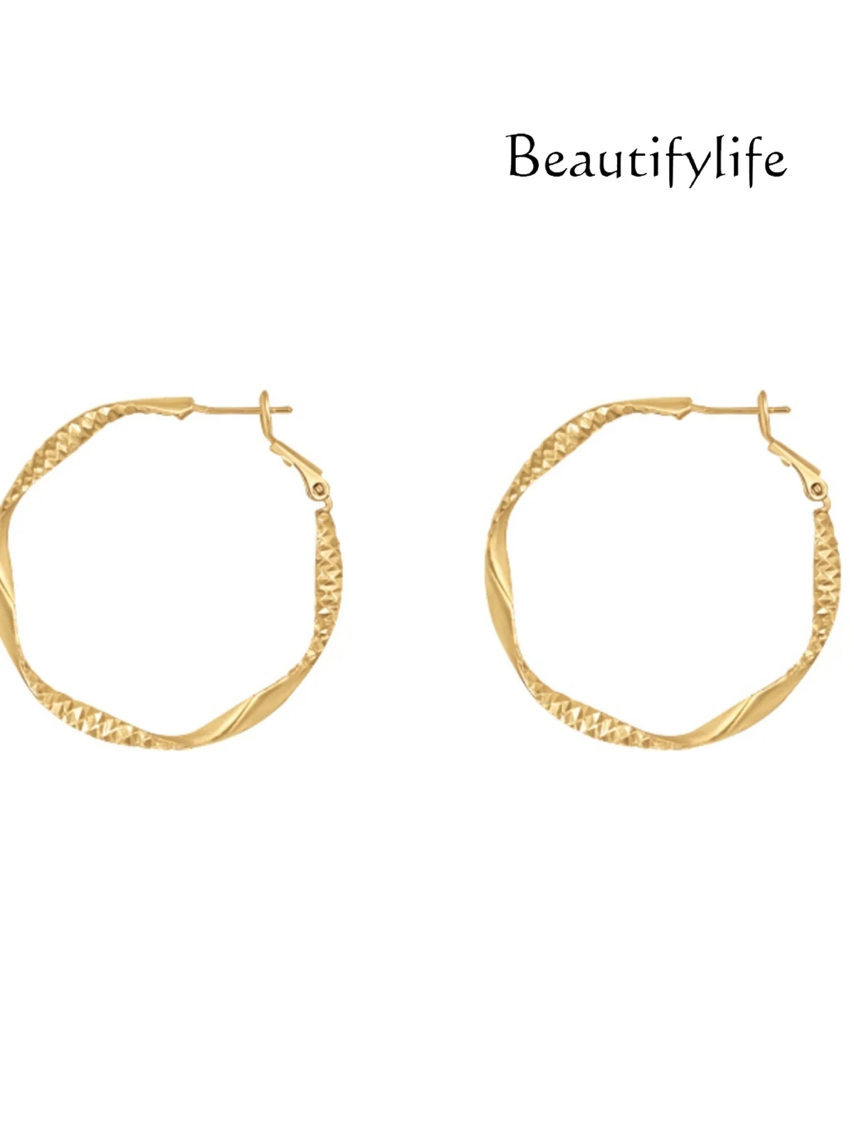 

Gold hoop earrings are light luxury, fashionable, high-end, earrings, trendy and atmospheric design