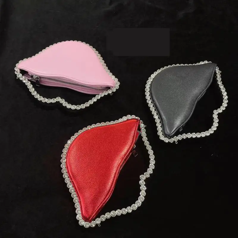 Beautiful Diamond Inlay Women Lips Clutch Bag High Quality Ladies Evening Bag Bolsa Party Bag Lips Shape Purse 2024 New